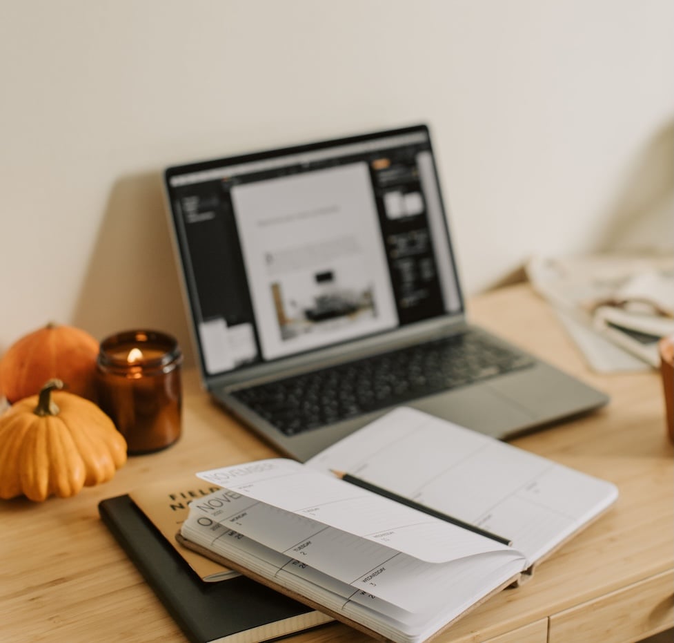 tax documents and desk setup during fall
